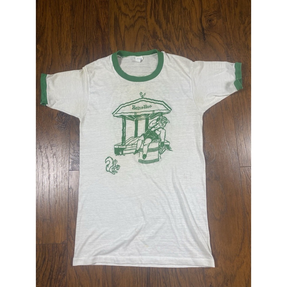 Vtg Paper Thin Ringer 80s Heineken Beer Hein A Hog Feast Festival T Shirt Nip
